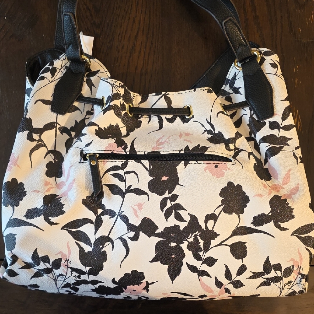 Liz Claiborne Floral Black and Pink Shoulder Bag - Picture 5 of 12